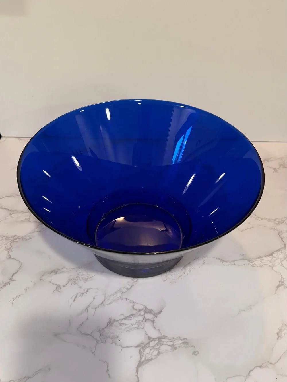 Large Cobalt Blue Art Glass Centerpiece Bowl 12”